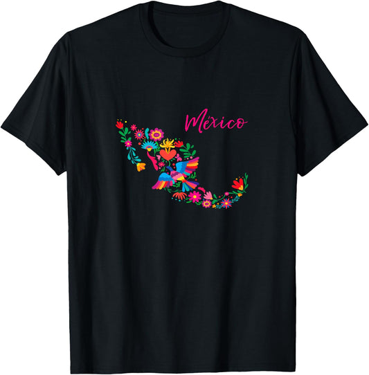 Otomi Mexican Floral Card T-Shirt - T-Shirt | Black