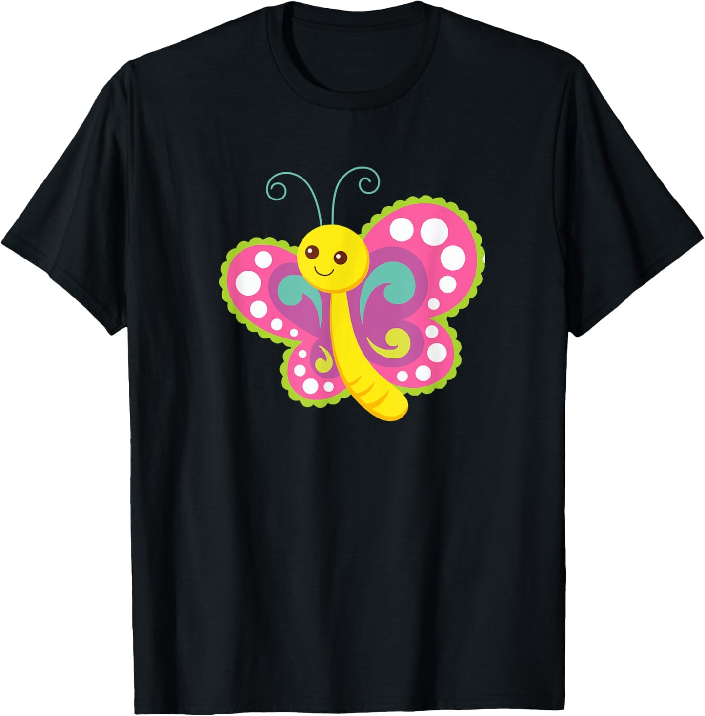 Colorful Animated Butterfly T-Shirt - T-Shirt | Black