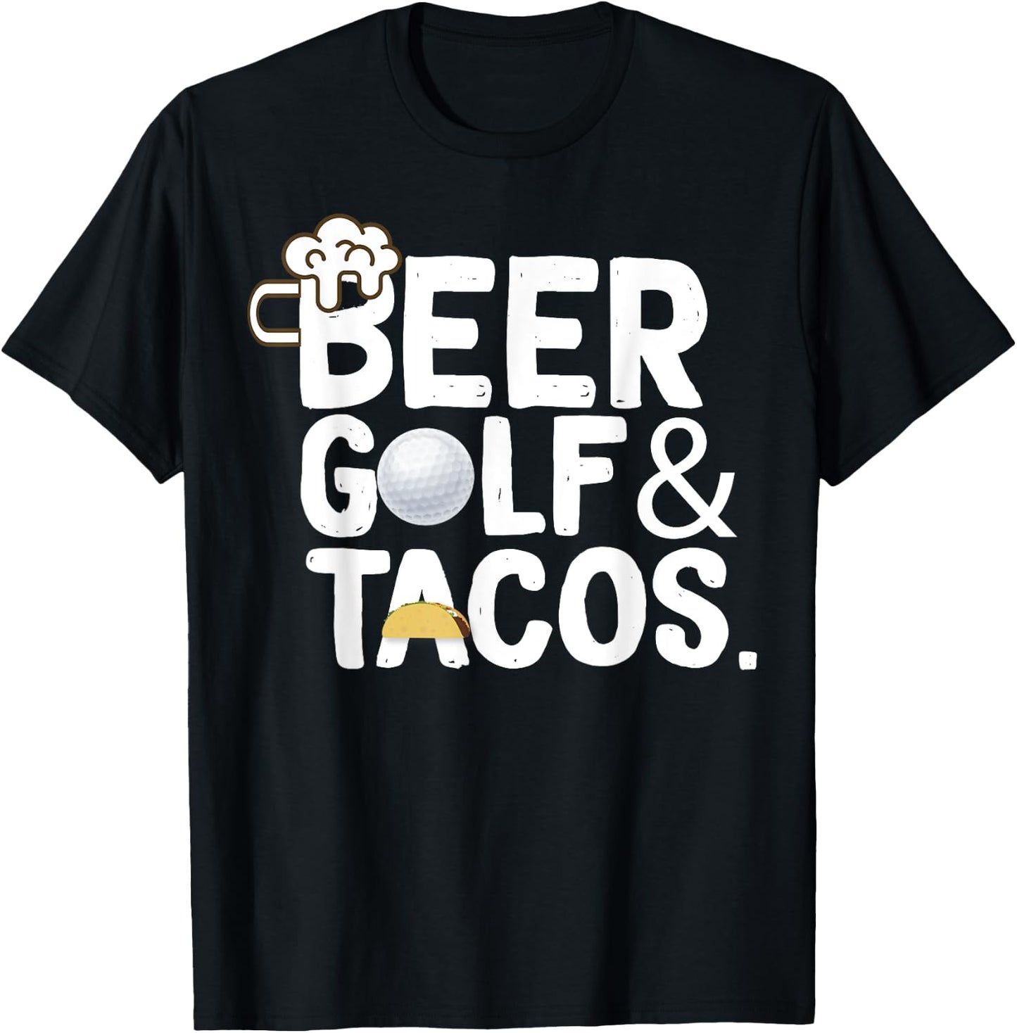 Funny Beer Golf and Tacos Shirt Men Gift Golfer Drinking T-Shirt - T-Shirt | Black