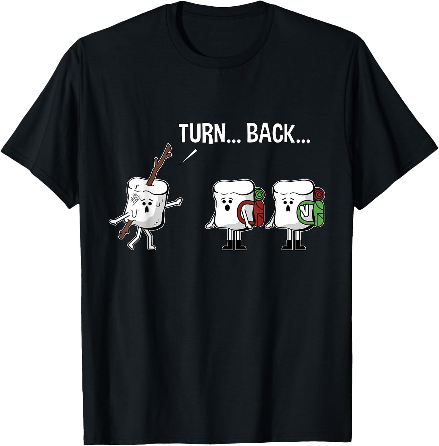 Turn Back Roasted Marshmallow On A Stick Fun Horror Graphic T-Shirt - T-Shirt | Black
