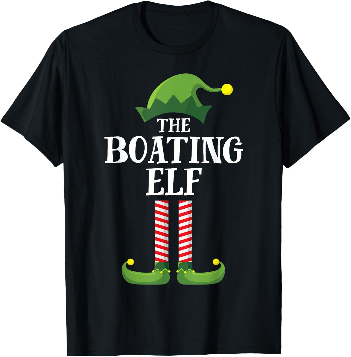 Boating Elf Matching Family Group Christmas Party Pyjamas T-Shirt - T-Shirt | Black