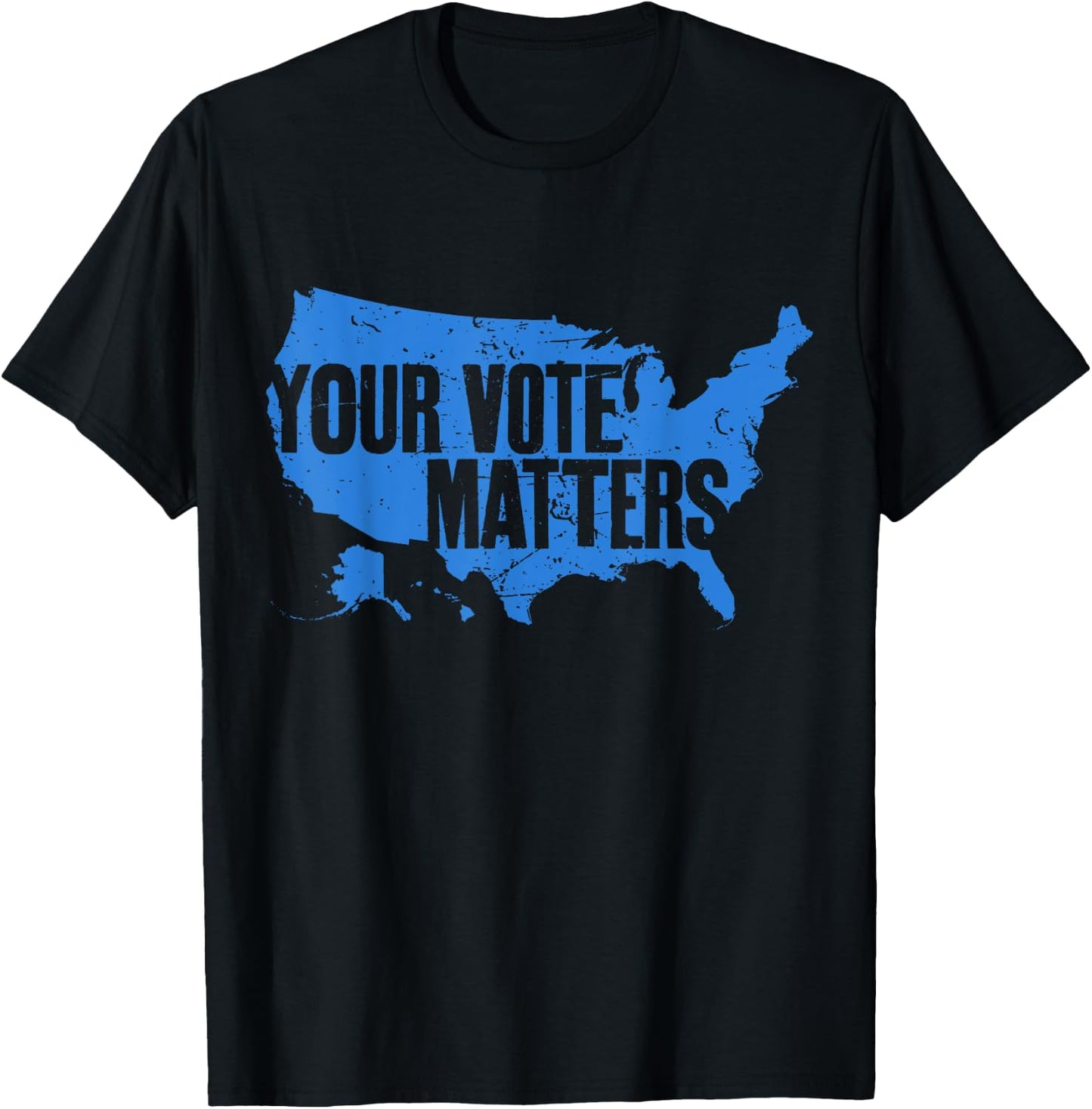 Your Vote Matters Blue Map T-Shirt - T-Shirt | Black