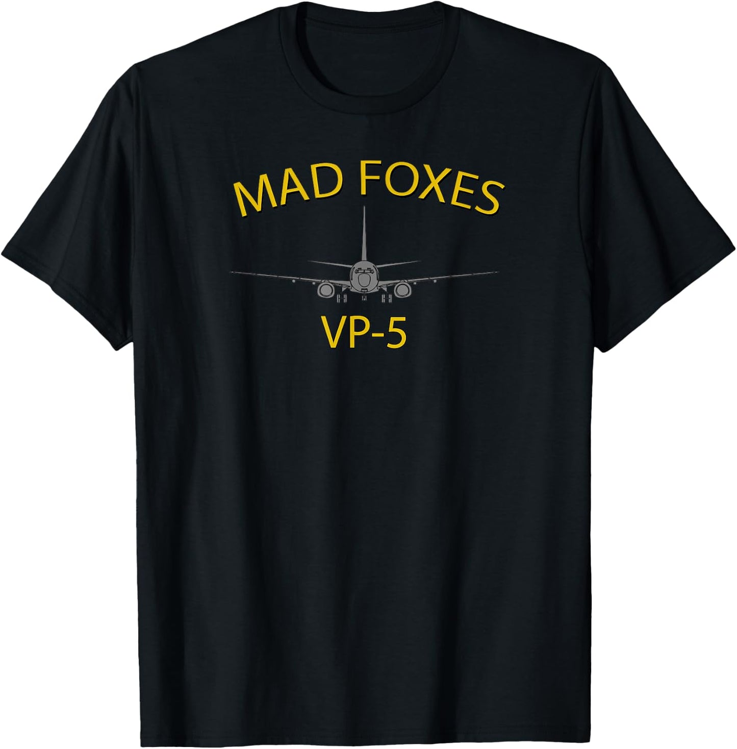 VP-5 Patrol Squadron 5 Mad Foxes P-8 Poseidon Airplane T-Shirt - T-Shirt | Black