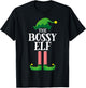 Bossy Elf Matching Family Group Christmas Party Pyjamas T-Shirt - T-Shirt | Black