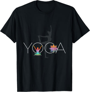 Yoga Meditation and Lotus Flower Relaxing Yogis T-Shirt - T-Shirt | Black