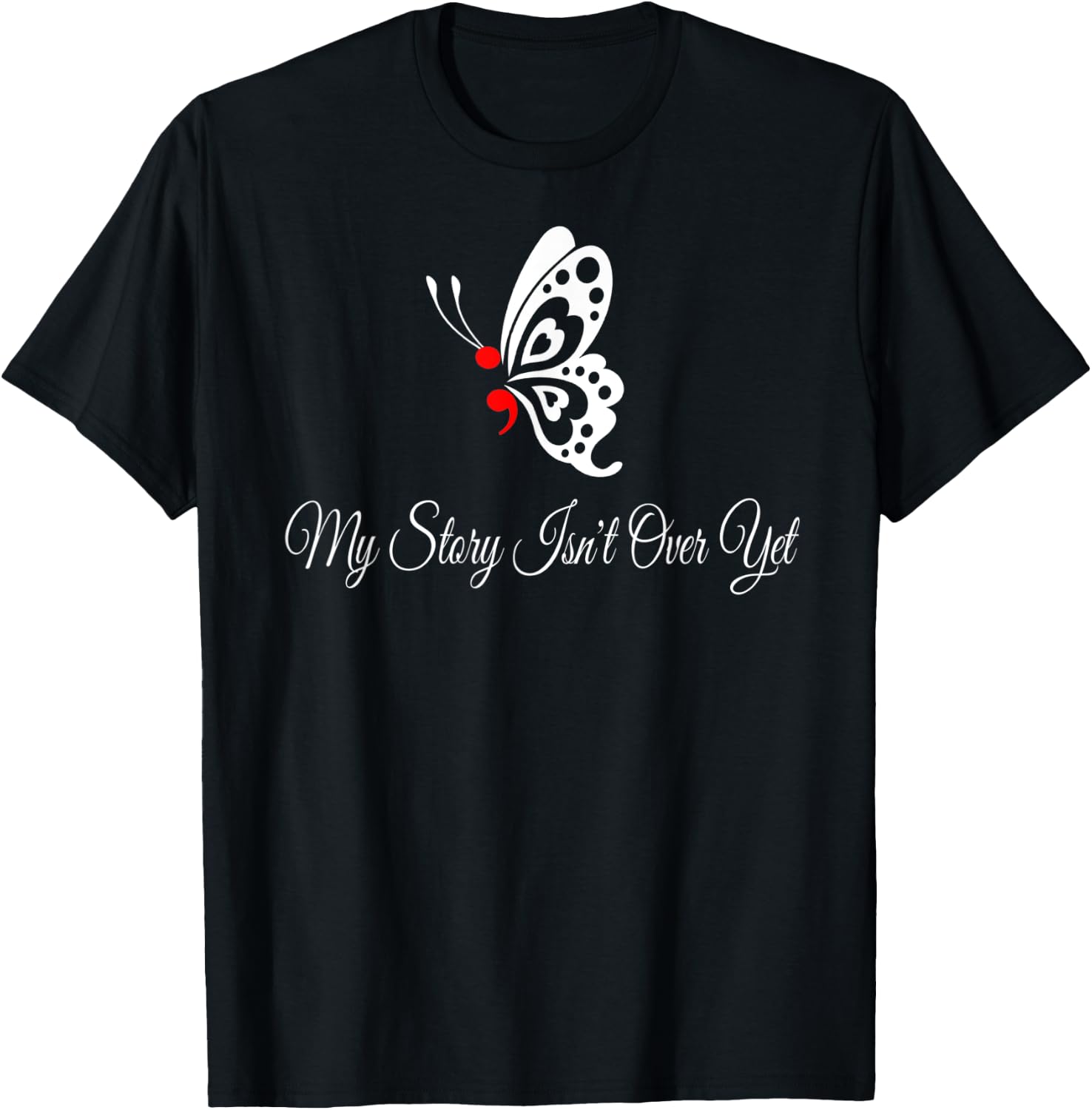 Butterfly Semicolon Shirt May Mental Health Awareness Month T-Shirt - T-Shirt | Black
