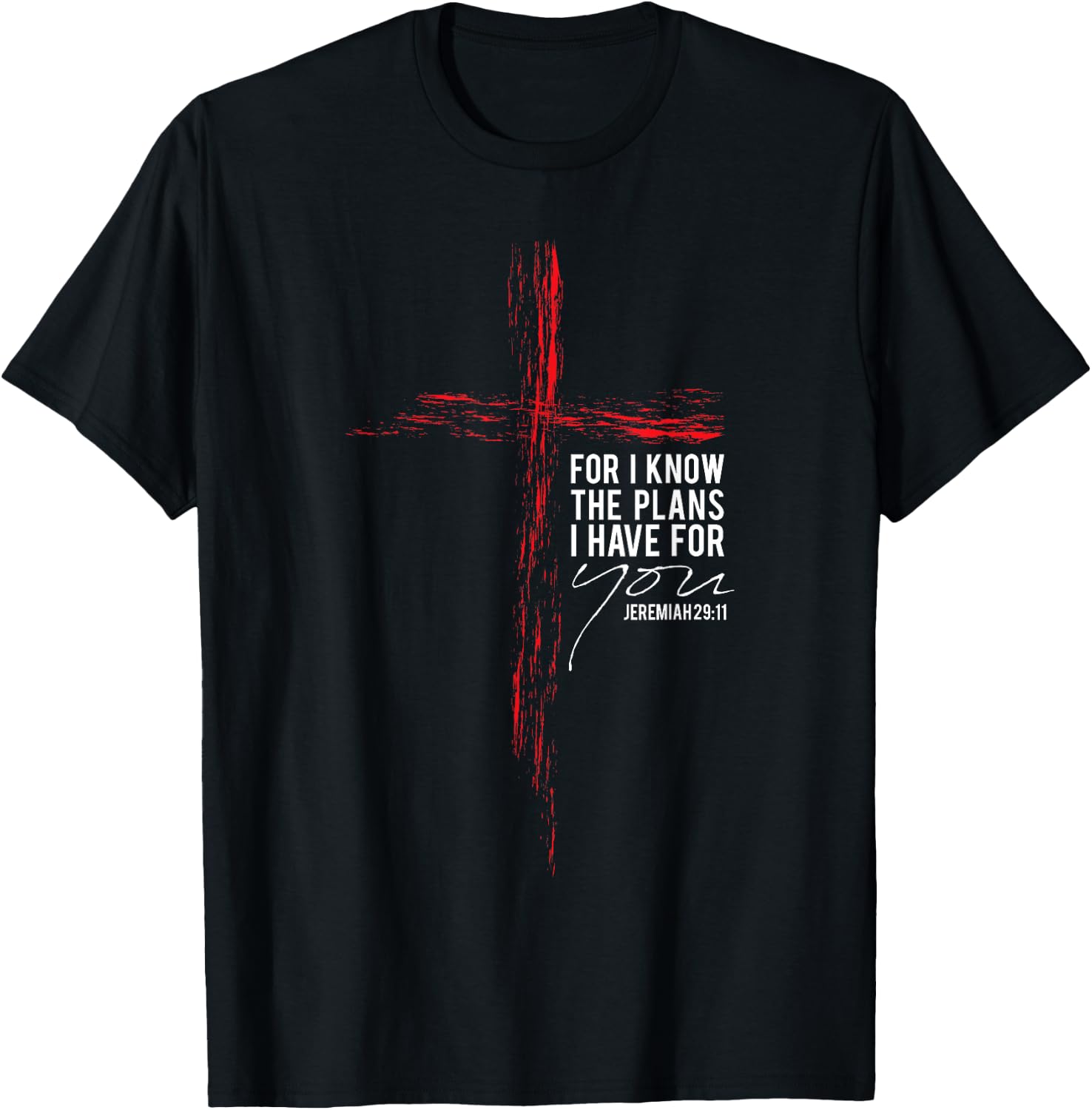 Jeremiah 29:11 Christian Religious Faith Verse Cross Graphic T-Shirt - T-Shirt | Black