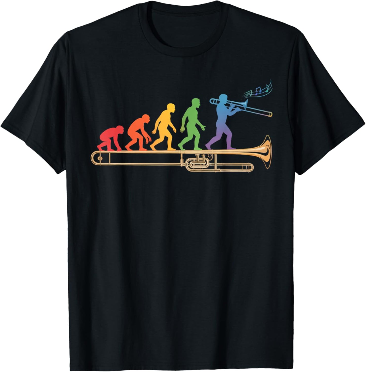 Trombone Human Evolution Marching Band Jazz Music Trombone T-Shirt - T-Shirt | Black