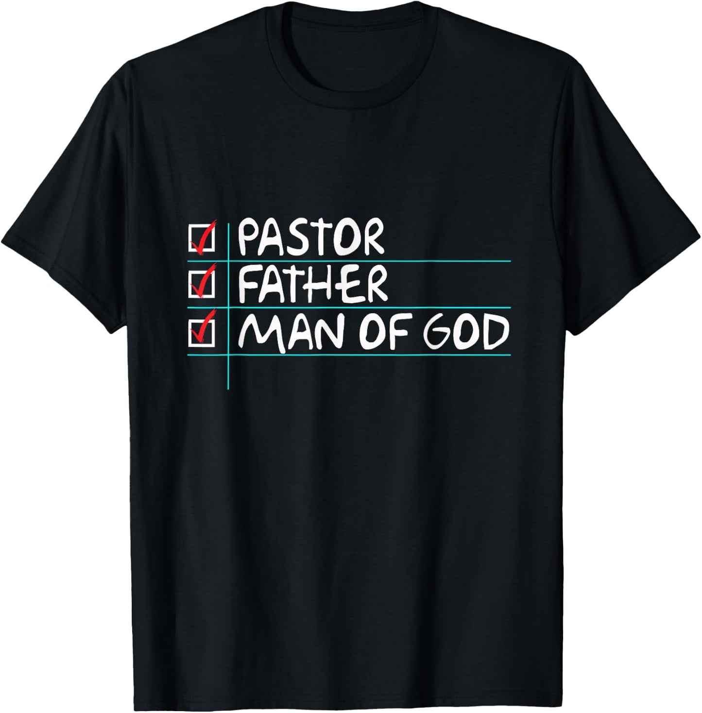 Fathers Day Gift From Church Pastor Dad Man of God T-Shirt - T-Shirt | Black