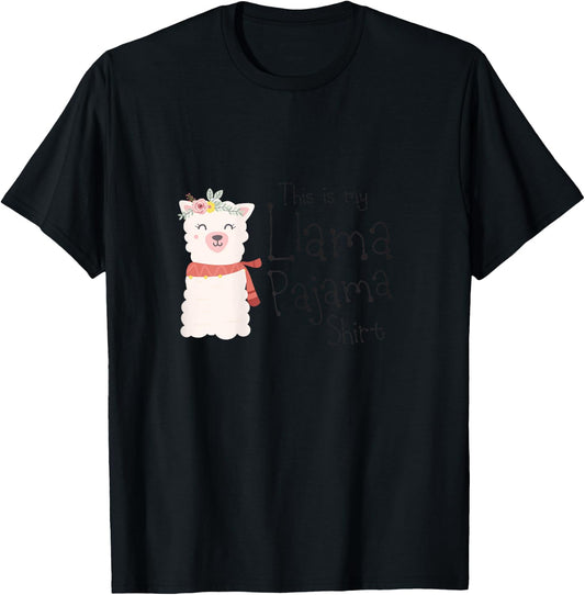 & Kids This Is My Llama Pajama Shirt Cute Alpaca Gift T-Shirt - T-Shirt | Black