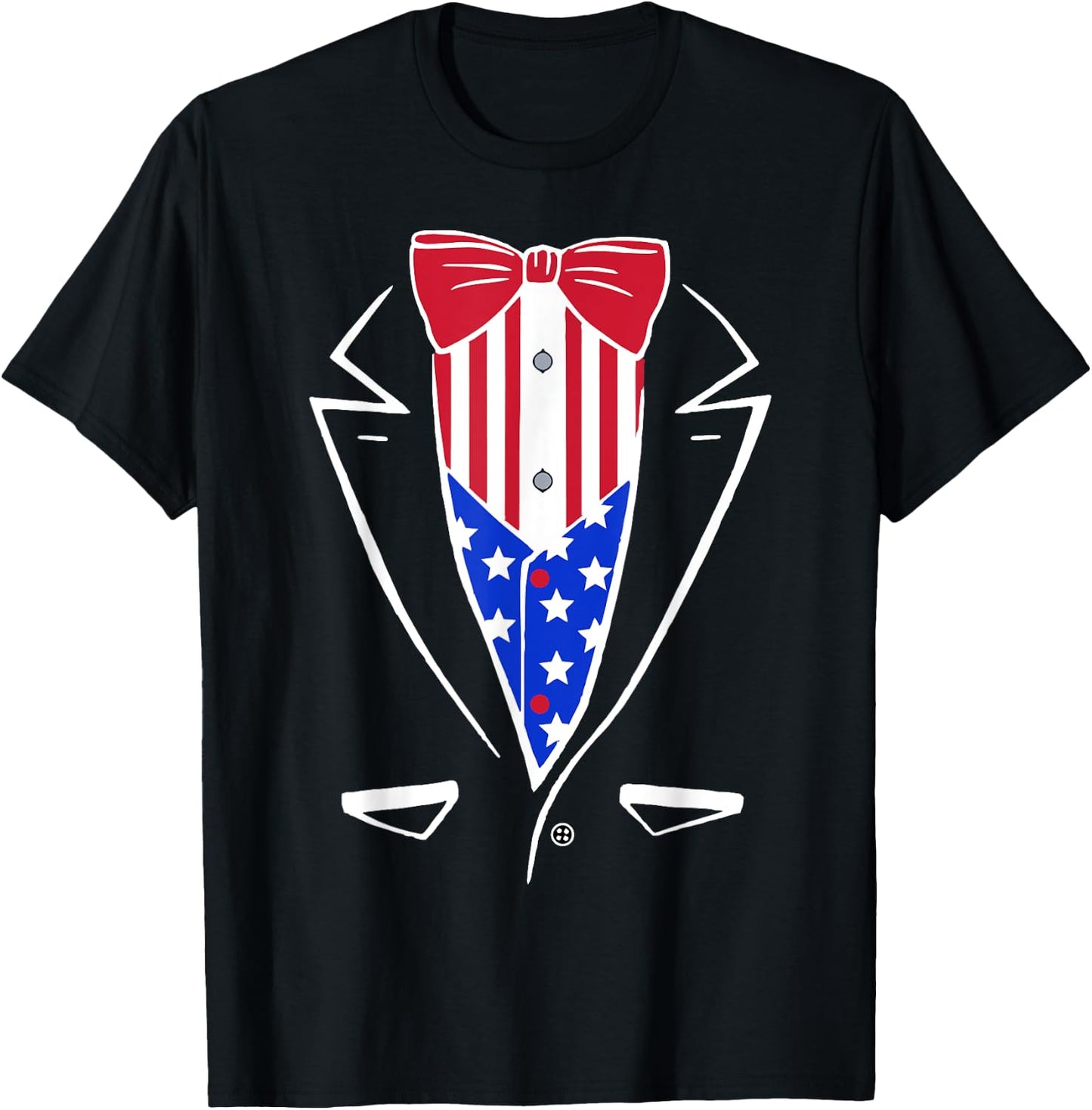 USA Pride American Flag Tuxedo Women Kids Men T-Shirt - T-Shirt | Black