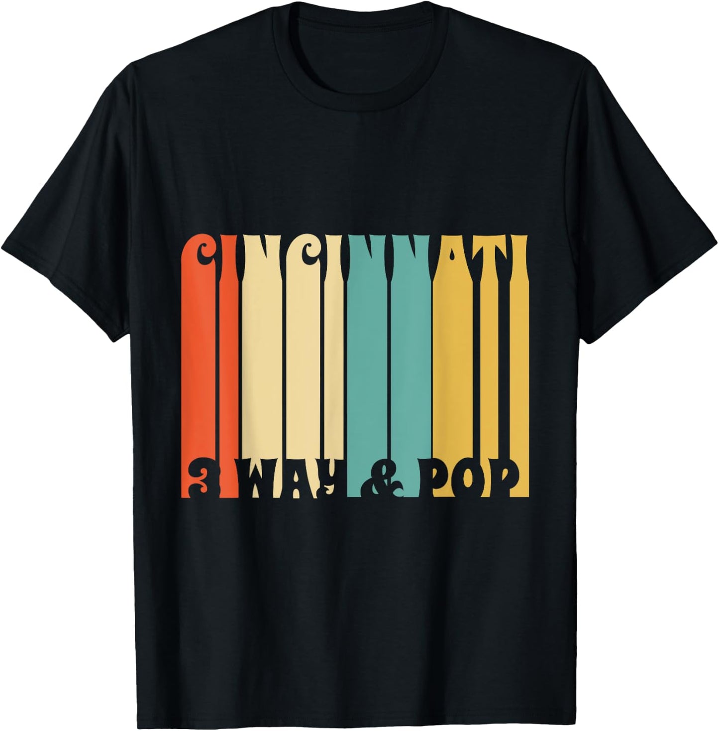 Cincinnati Retro Vintage 3 Way Chili and Pop Shirt T-Shirt - T-Shirt | Black