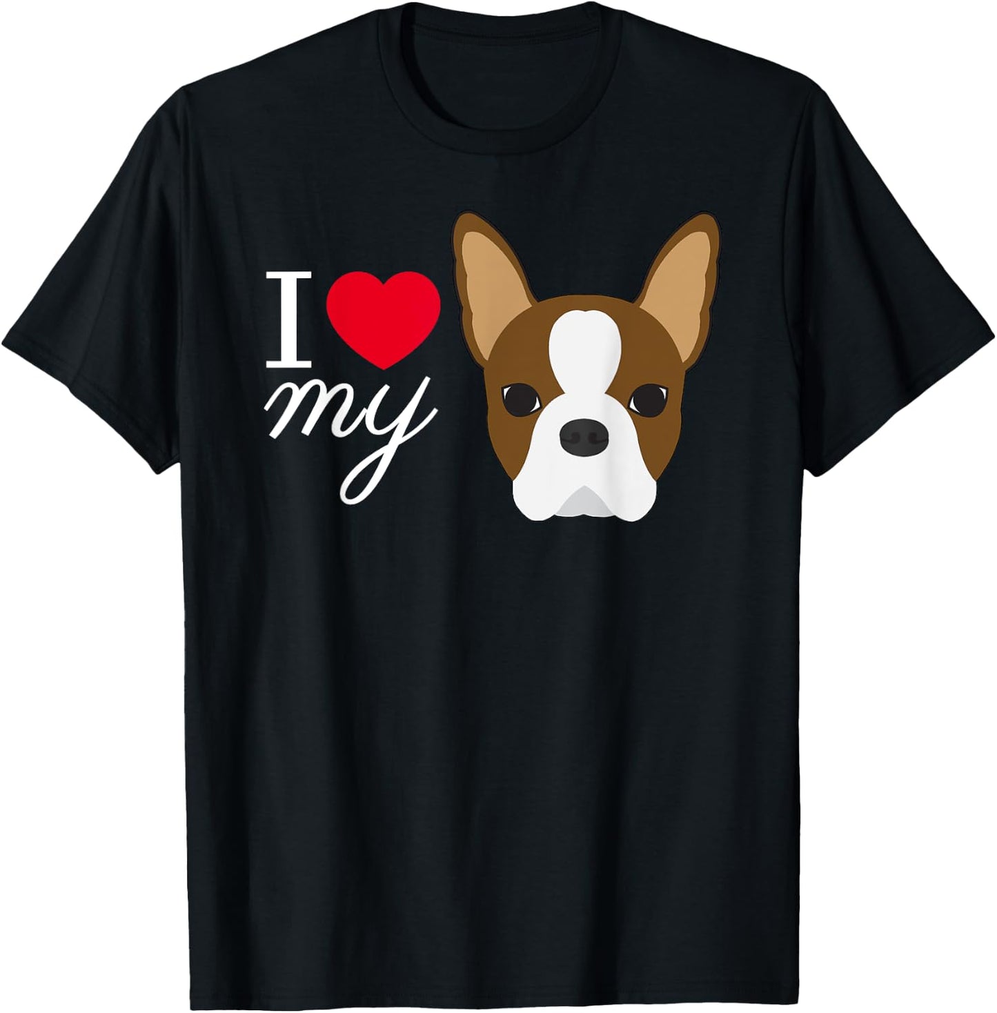 Red Boston Terrier Love T-Shirt - T-Shirt | Black