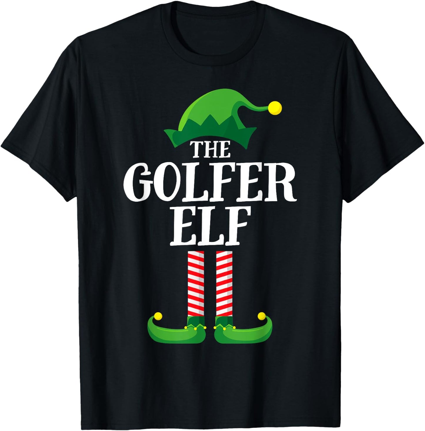 Golfer Elf Matching Family Group Christmas Party T-Shirt - T-Shirt | Black