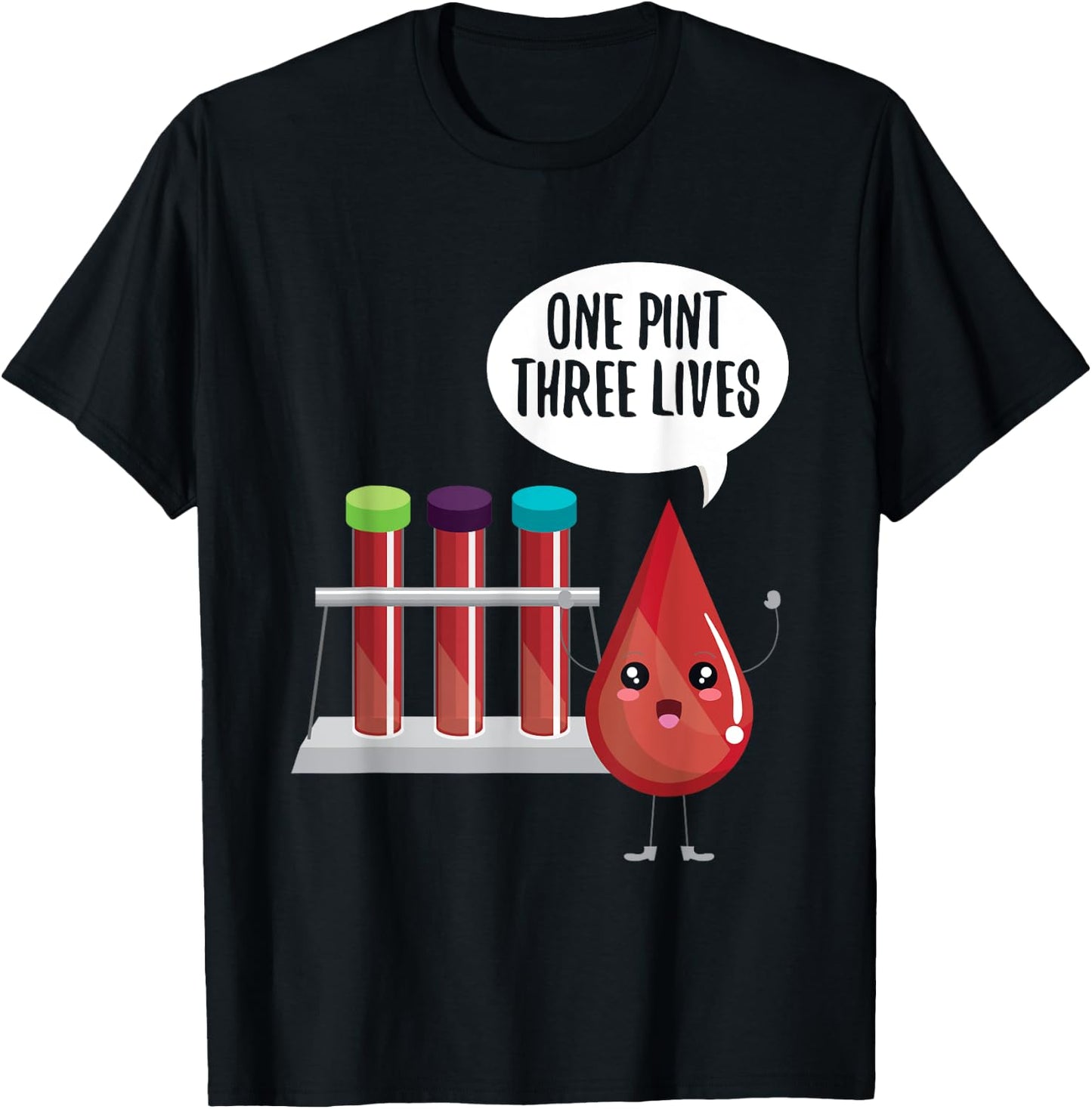 Cute One Pint Three Lives Shirt Blood Donors Gift T-Shirt - T-Shirt | Black