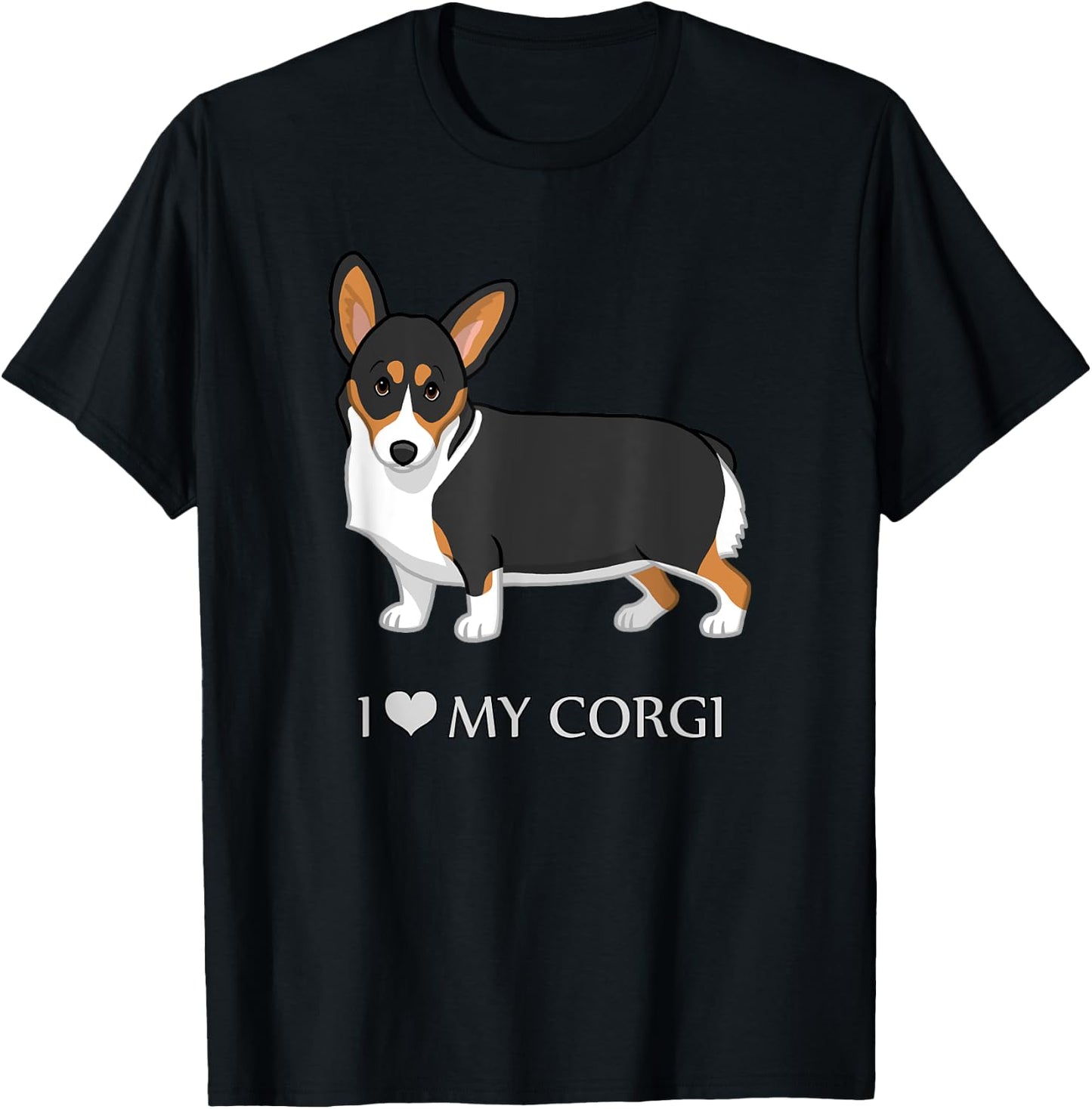Black Tricolor I Love My Pembroke Corgi Dog Lovers Men Women Girls Kids T-Shirt - T-Shirt | Black
