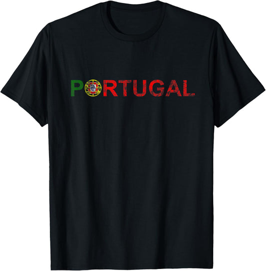Portugal Travel Vacation Iberian Pride Portuguese Flag T-Shirt - T-Shirt | Black