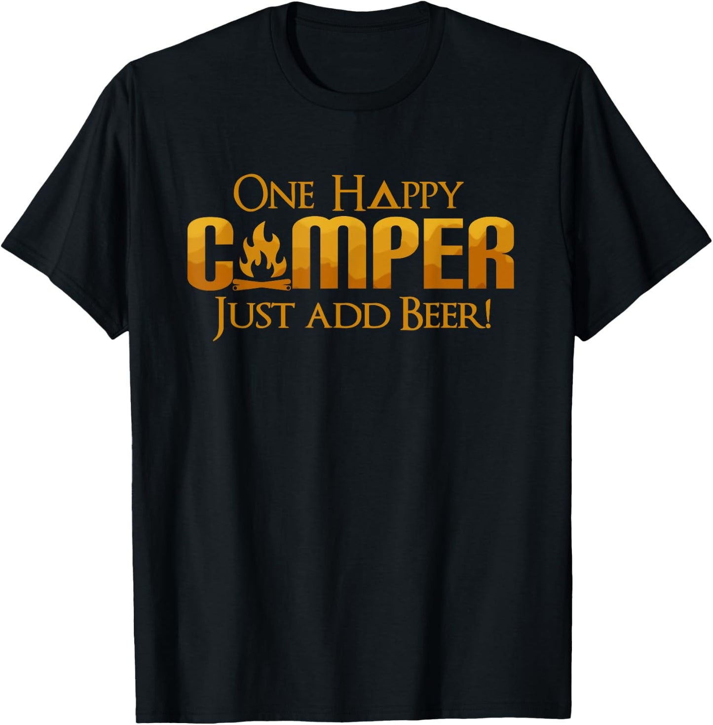 Funny One Happy Camper Camping beer Lover Drinking Camp T-Shirt - T-Shirt | Black