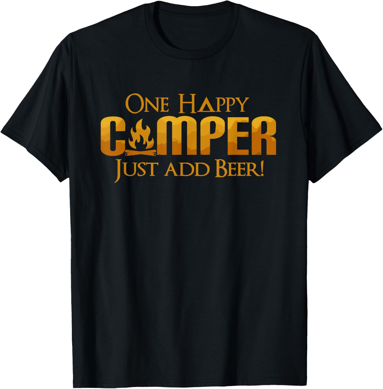 Funny One Happy Camper Camping beer Lover Drinking Camp T-Shirt - T-Shirt | Black