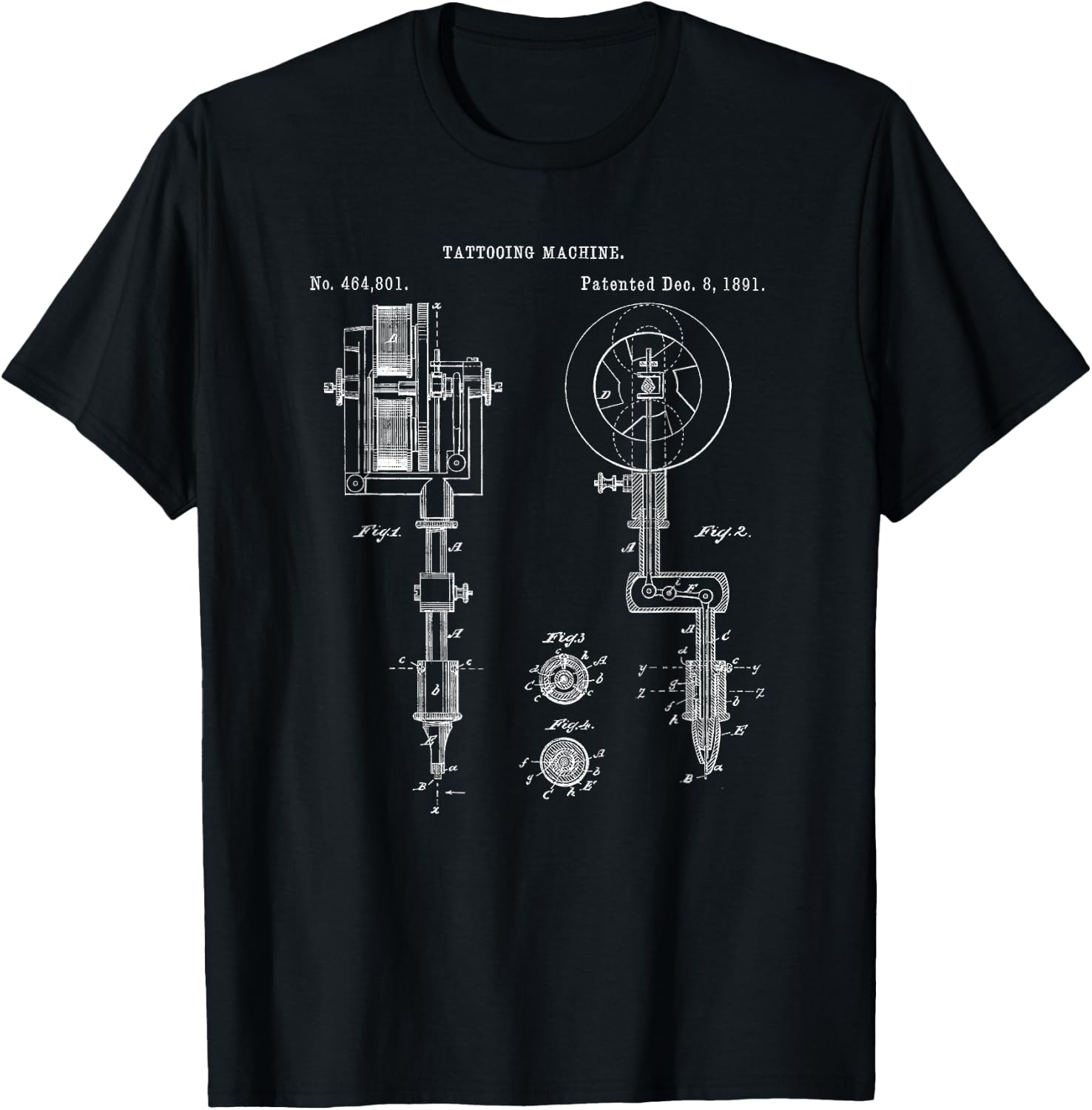 Vintage Tattoo Artist Gun Shirt - Inking Machine Drawing T-Shirt - T-Shirt | Black