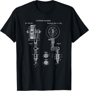 Vintage Tattoo Artist Gun Shirt - Inking Machine Drawing T-Shirt - T-Shirt | Black