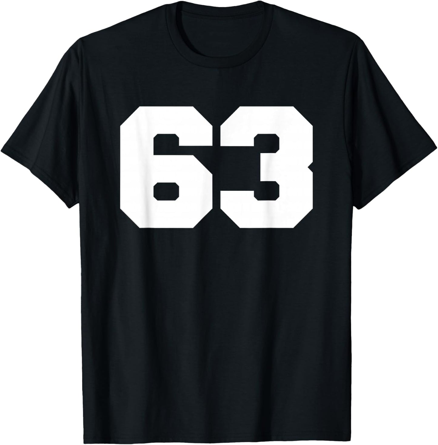 Number 63 Sports Jersey Player #63 Fan FRONT Print Varsity T-Shirt - T-Shirt | Black