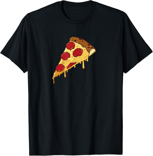 Funny Cheesy Pepperoni Pizza Slice T Shirt for Pizza Lovers T-Shirt - T-Shirt | Black