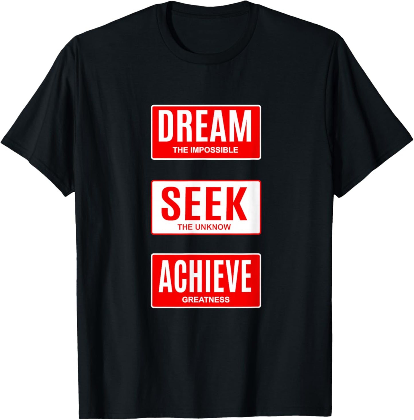 Red Dream Seek Achieve Red Graphic T-Shirt - T-Shirt | Black