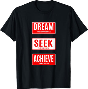 Red Dream Seek Achieve Red Graphic T-Shirt - T-Shirt | Black