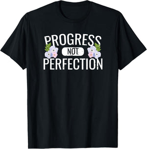Motivational Gifts - Progress Not Perfection T-Shirt - T-Shirt | Black