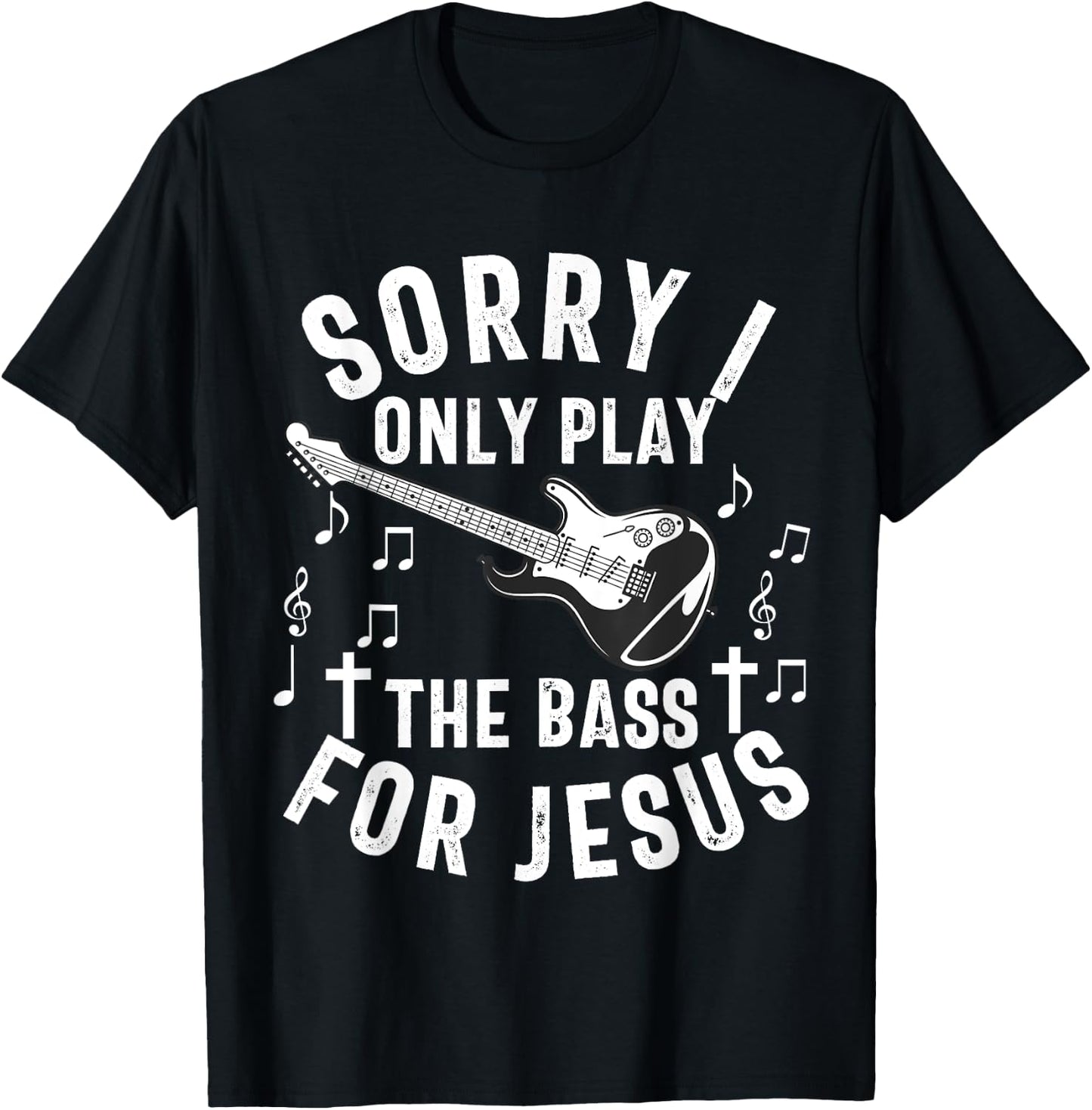 Christian Bass Guitar Player Worship Jesus Bassist Music T-Shirt - T-Shirt | Black
