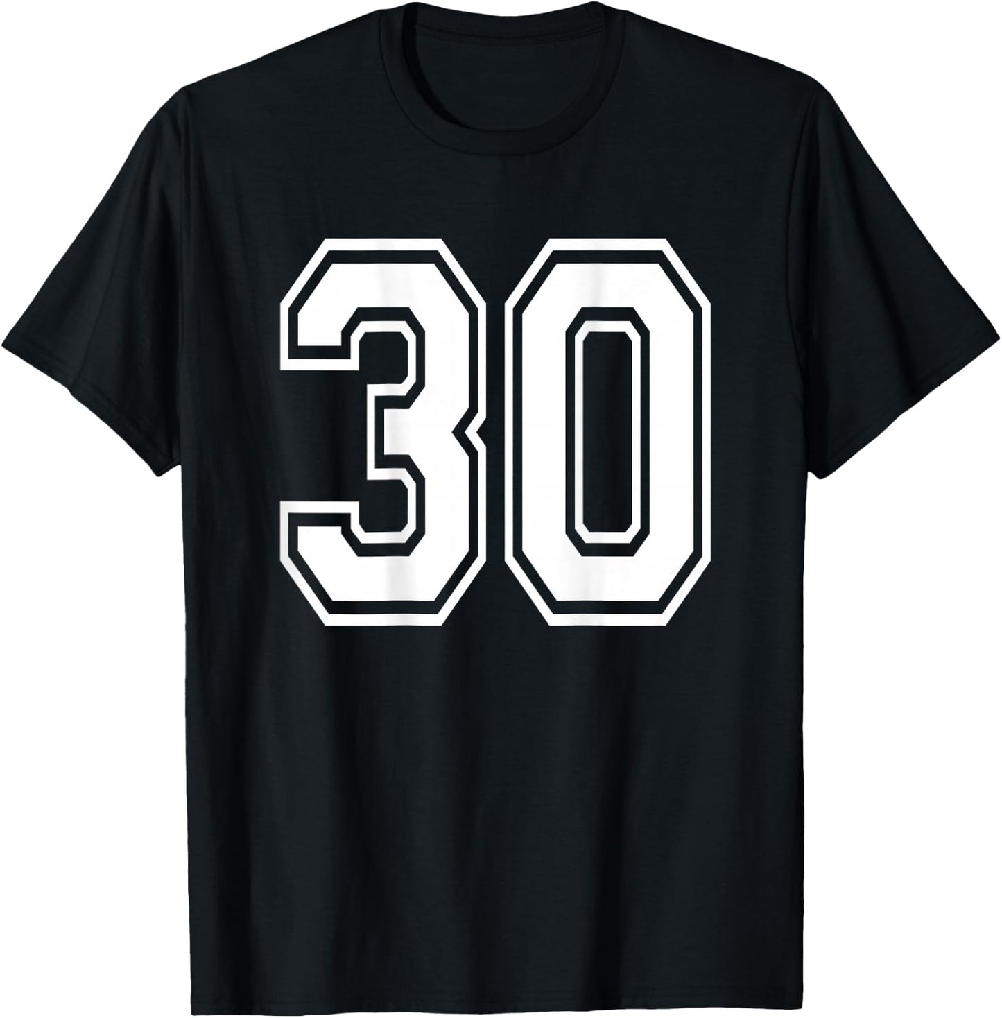 Number 30 Sports Player Number BACK Of Shirt Only T-Shirt - T-Shirt | Black
