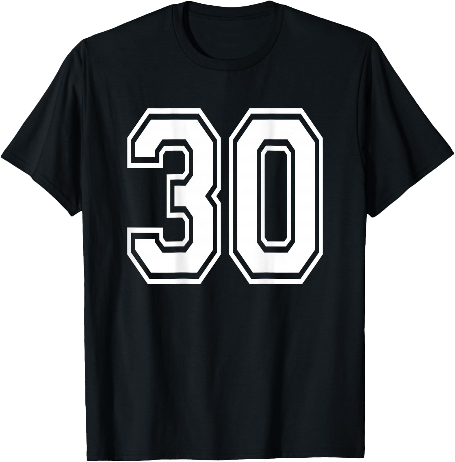 Number 30 Sports Player Number BACK Of Shirt Only T-Shirt - T-Shirt | Black