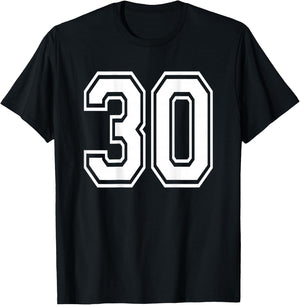 Number 30 Sports Player Number BACK Of Shirt Only T-Shirt - T-Shirt | Black