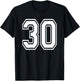 Number 30 Sports Player Number BACK Of Shirt Only T-Shirt - T-Shirt | Black