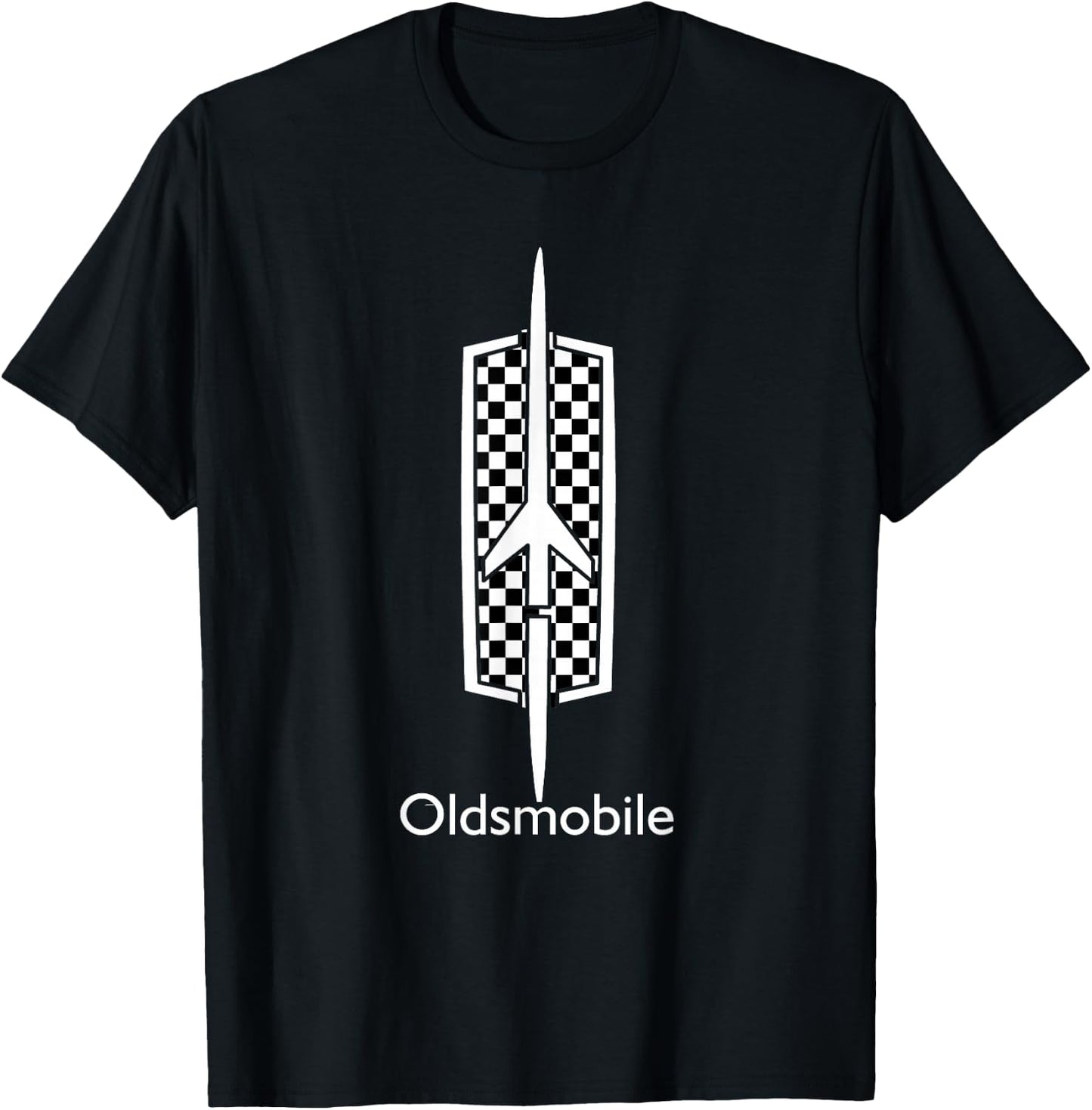 Classic Car Show Vintage Oldsmobile Checkered Rocket Logo T-Shirt - T-Shirt | Black