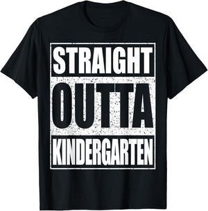 Straight Outta Kindergarten Shirt Boy Girl Graduation T-Shirt - T-Shirt | Black