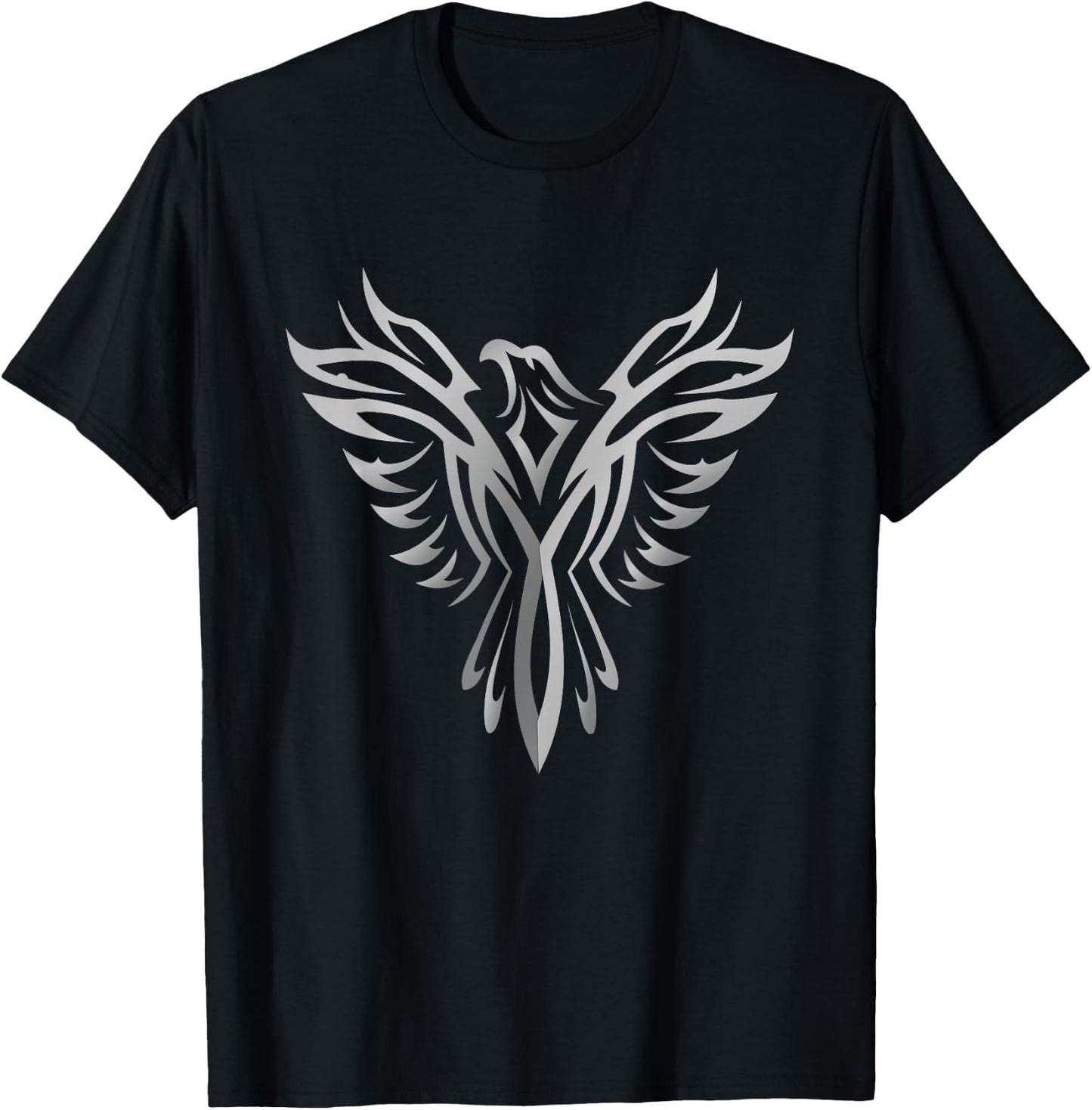 Phoenix , Silver Animal Graphic Art Design Shirt T-Shirt - T-Shirt | Black