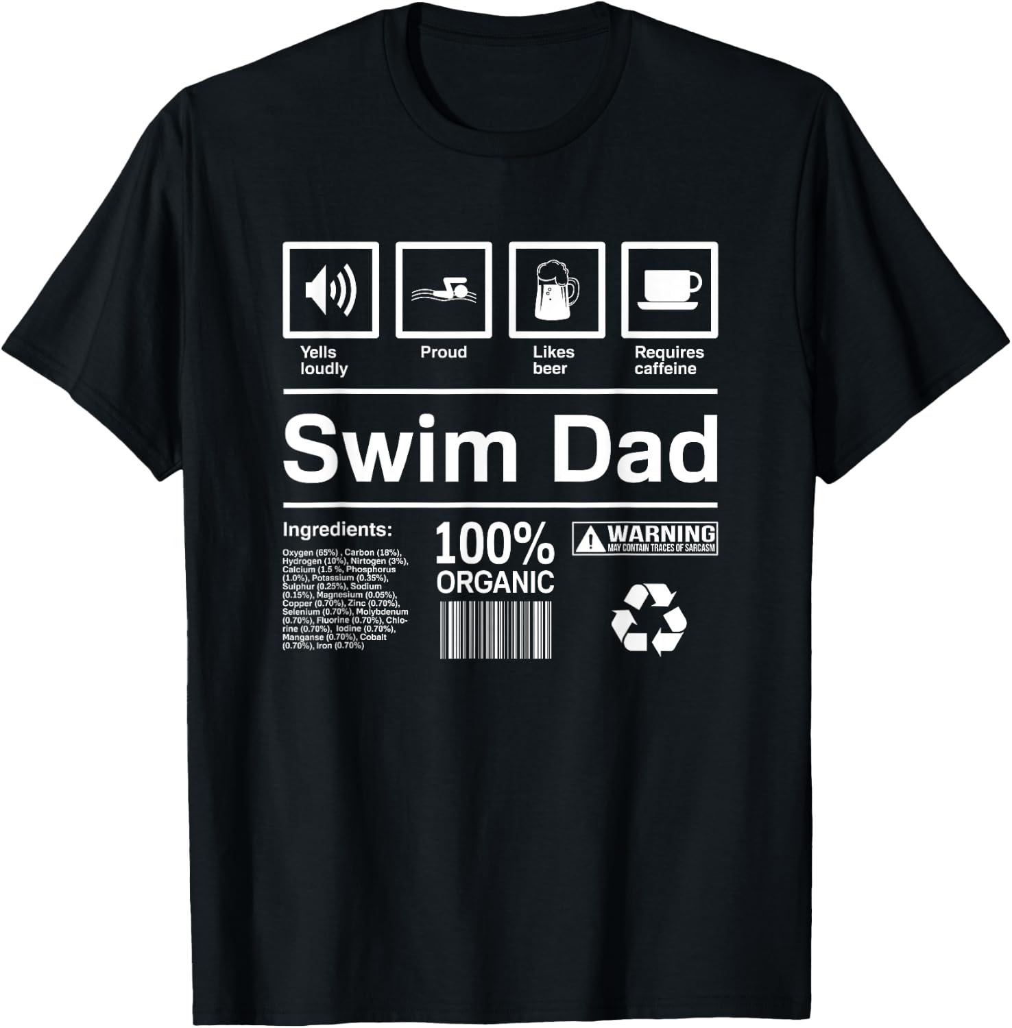 Swim Dad | Gifts For Swim Dads T-Shirt - T-Shirt | Black