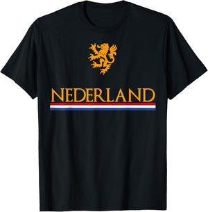 Nederland Soccer Jersey Shirt Oranje Netherlands Dutch Lion T-Shirt - T-Shirt | Black