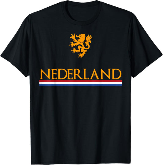 Nederland Soccer Jersey Shirt Oranje Netherlands Dutch Lion T-Shirt - T-Shirt | Black
