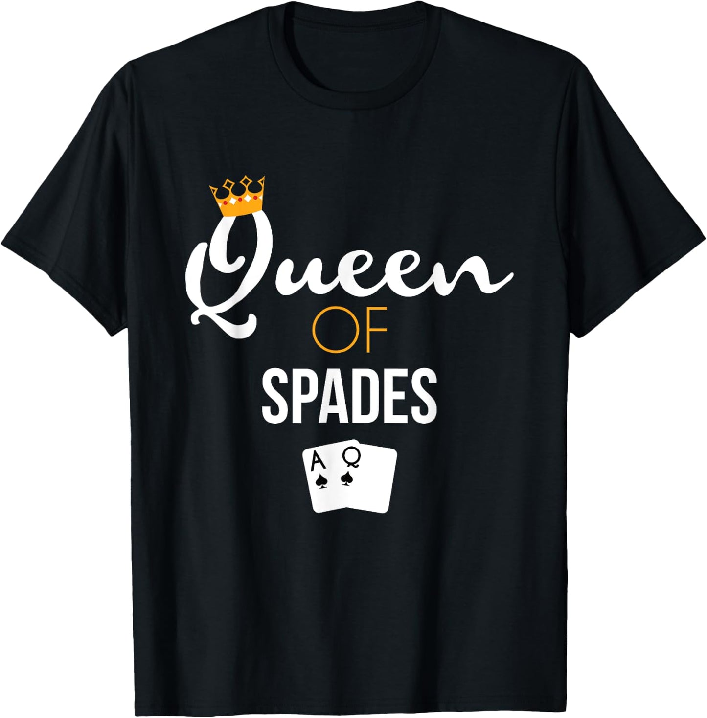 Queen of Spades Card Game Lover Spades Player Gift T-Shirt - T-Shirt | Black
