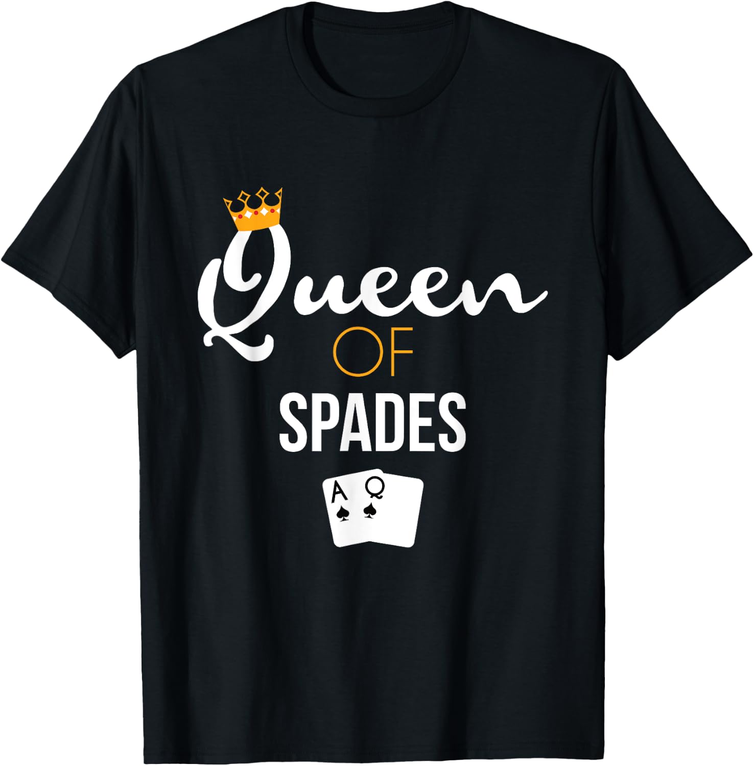 Queen of Spades Card Game Lover Spades Player Gift T-Shirt - T-Shirt | Black