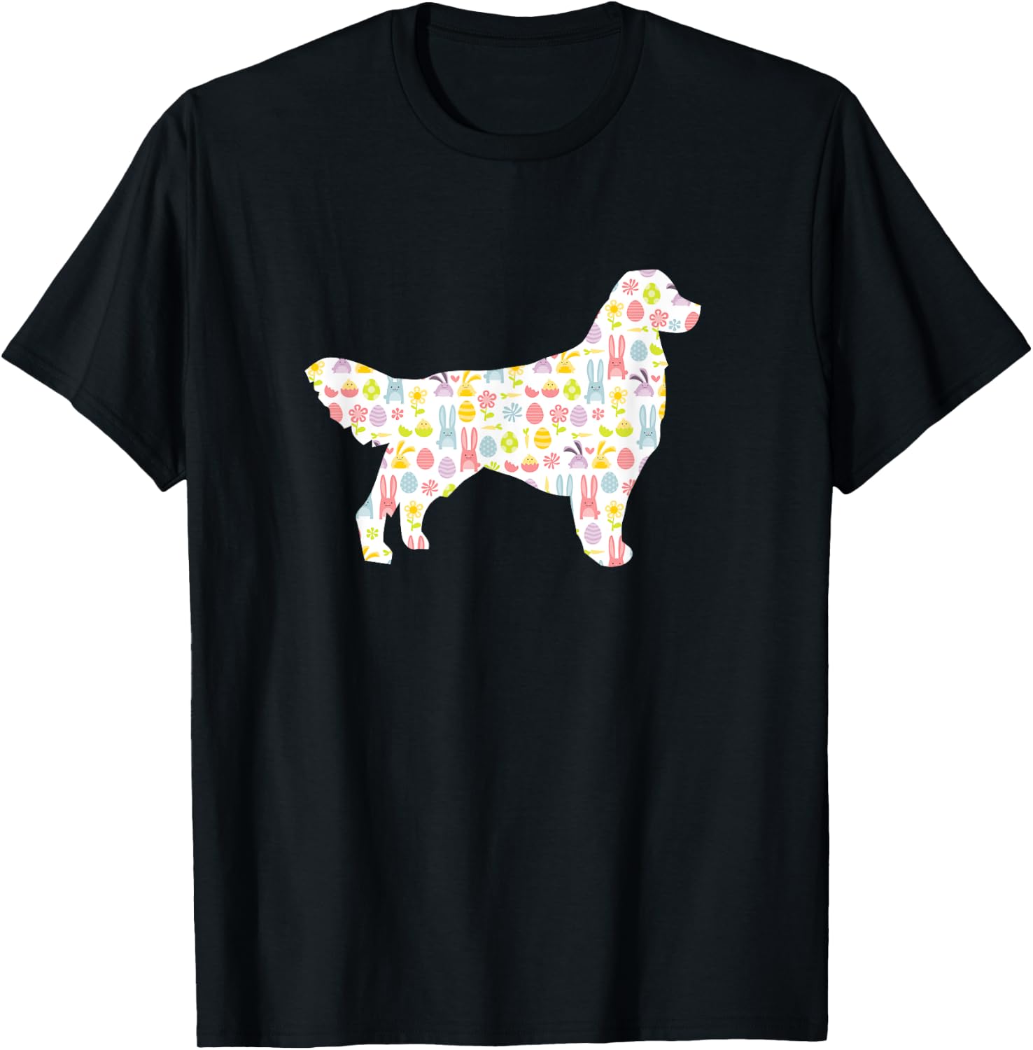 Golden Retriever Easter Bunny Dog Silhouette T-Shirt - T-Shirt | Black