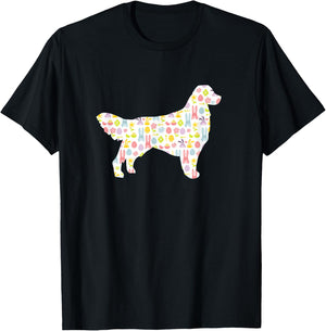 Golden Retriever Easter Bunny Dog Silhouette T-Shirt - T-Shirt | Black