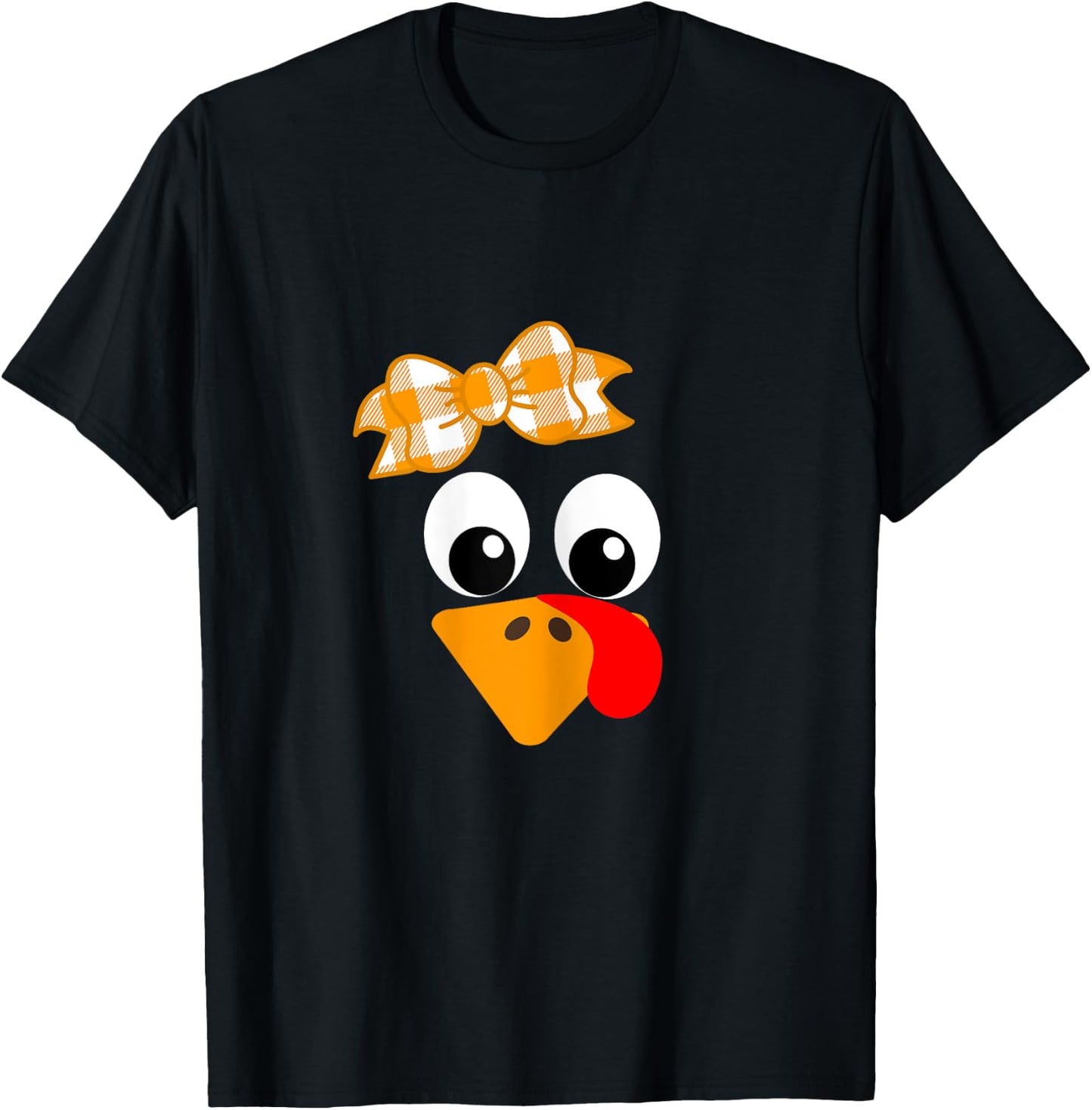 Turkey Face Orange Plaid Ribbon Funny Running Gift Trot T-Shirt - T-Shirt | Black