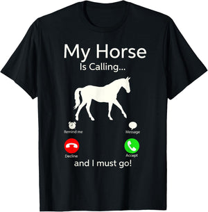 My Horse Is Calling And I Must Go Shirt Apparel Ruffle Sleeve Clothing T-Shirt - T-Shirt | Black