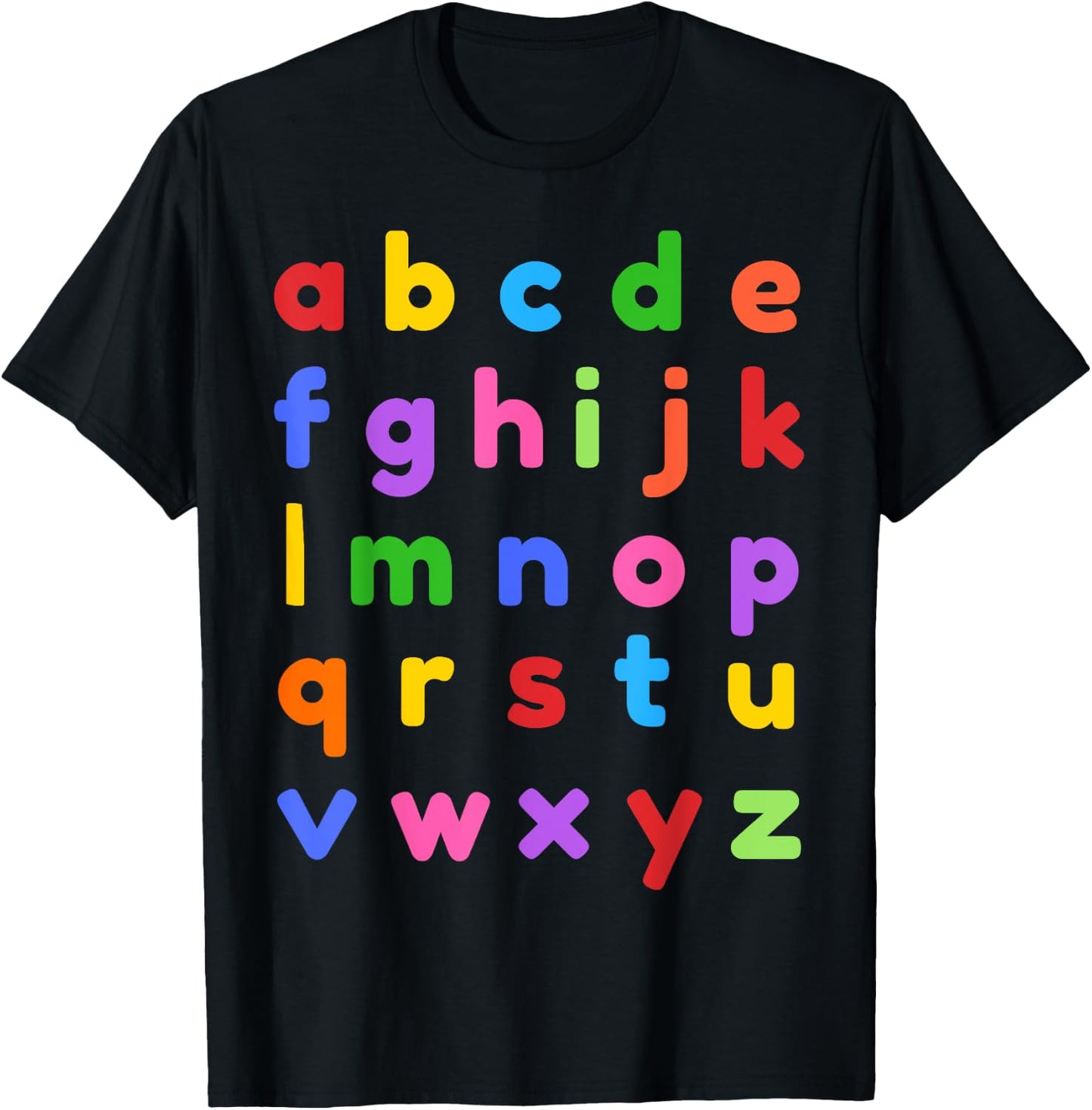 Alphabet Shirt Lowercase ABC Letter Teachers Kids T-Shirt - T-Shirt | Black