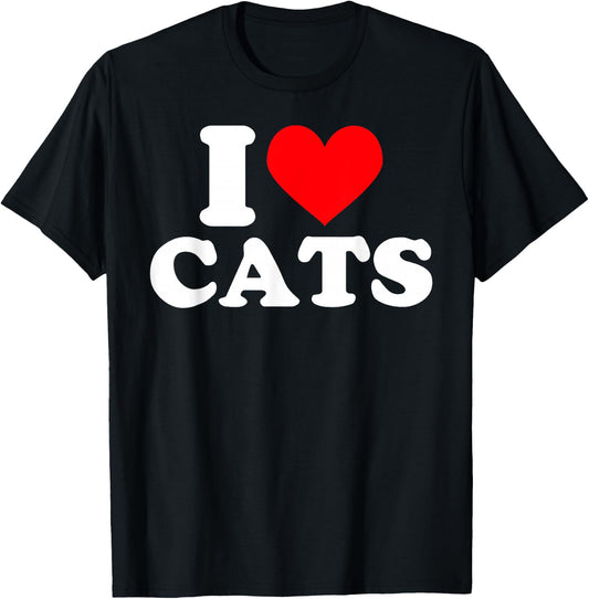 I Heart Cats - I Heart Cats I Love Cats T-Shirt - T-Shirt | Black