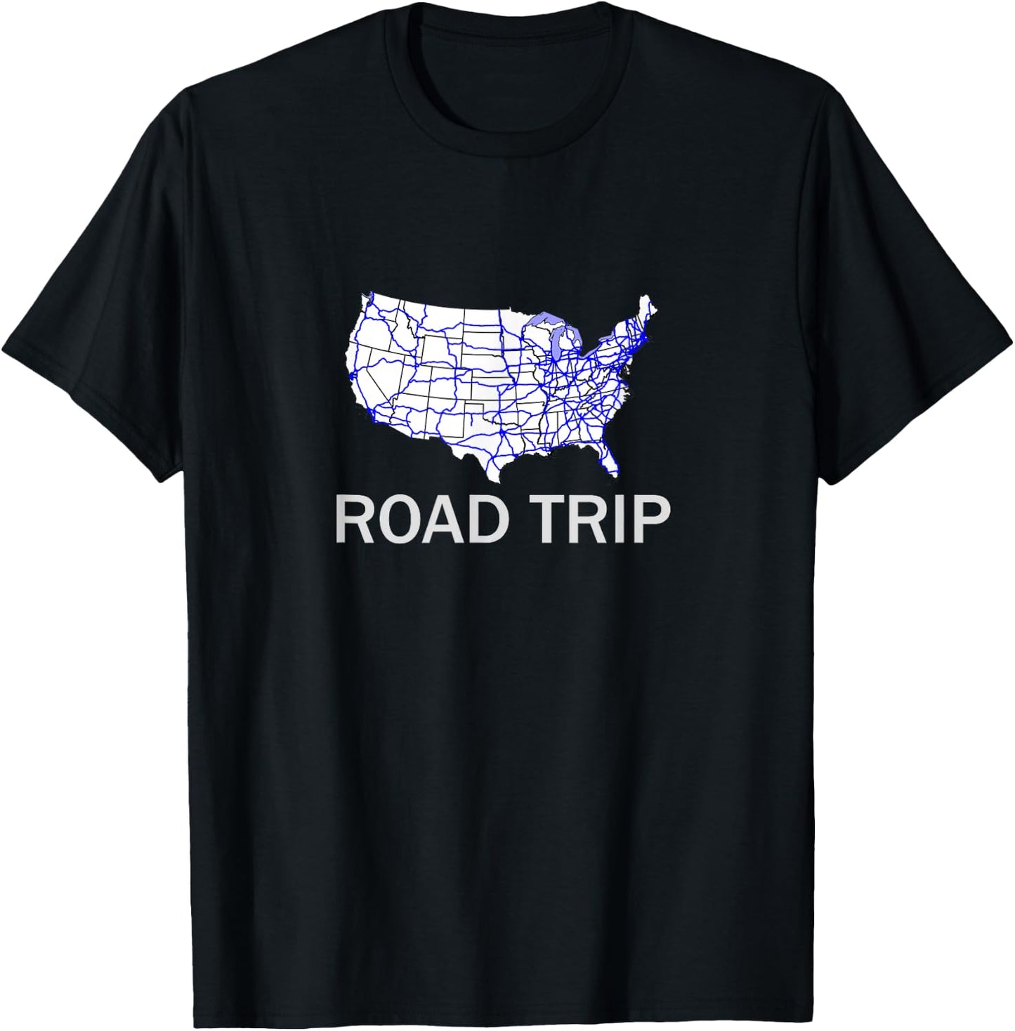 Road Trip USA Highway Travel Map Vacation Shirt T-Shirt - T-Shirt | Black
